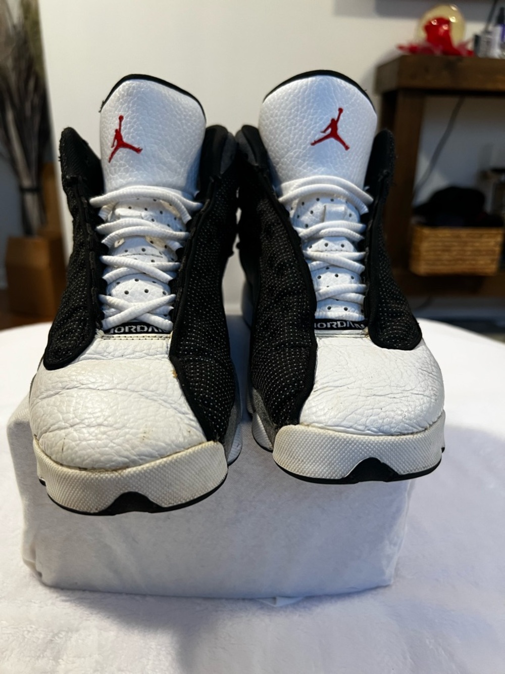 Jordan Retro Sneakers in White, Black and Red Jumpman